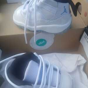 Jordan Kids White and Light Blue Sneakers